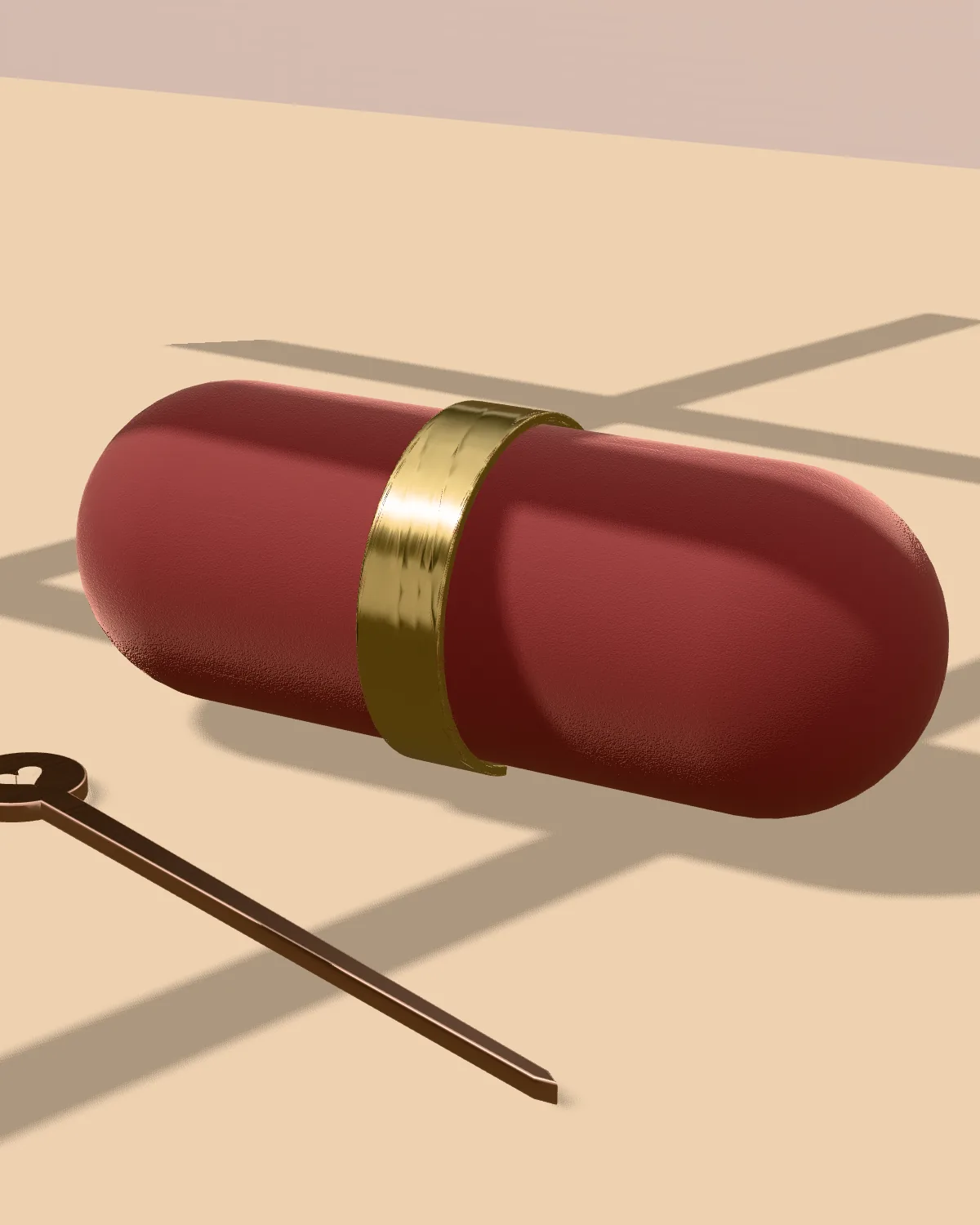 A brass cuff formed round a velvet bracelet bolster