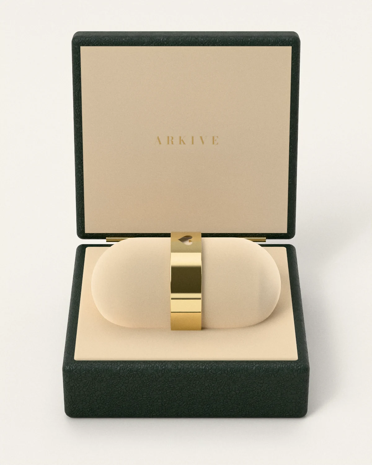 Brass heart cuff in the Arkive case